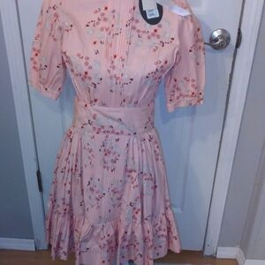 Elegant Pink Floral Midi Dress